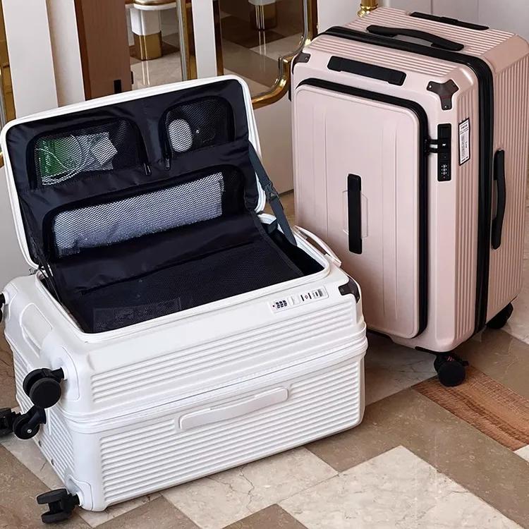 新款侧开盖行李箱可扩展拉杆箱拉链20寸24加厚旅行箱登机皮箱女男
