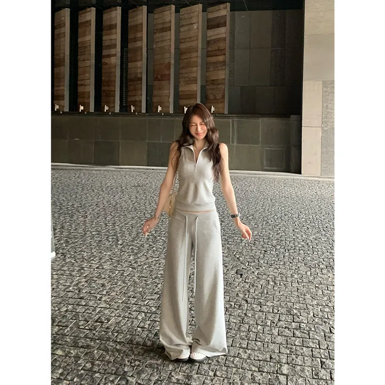 SKKStore 都市喧嚣 270G空气层通勤针织上衣短裤抽绳休闲套装