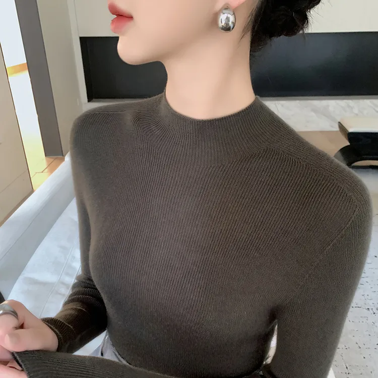 堆堆领秋季秋冬纯色毛针织衫长袖显瘦毛呢打底衫羊毛衫羊绒衫