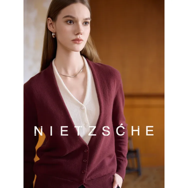 Nietzsche｜初代假两件｜1oo%澳羊毛 V领针织开衫 高级感毛衣25225