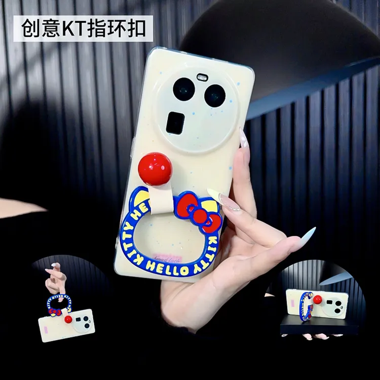 适用oppofindx6手机壳新款findx6pro套oppo泼墨可爱kt猫指环圈女p