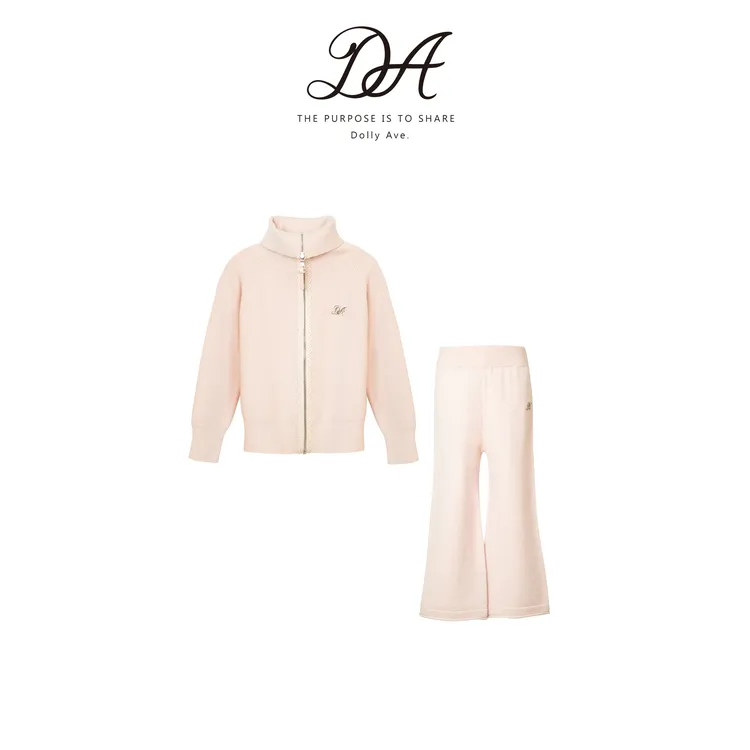 【现货】Dolly Ave 黑标安迪绒 甜美女童高弹舒适休闲翻领毛织套装