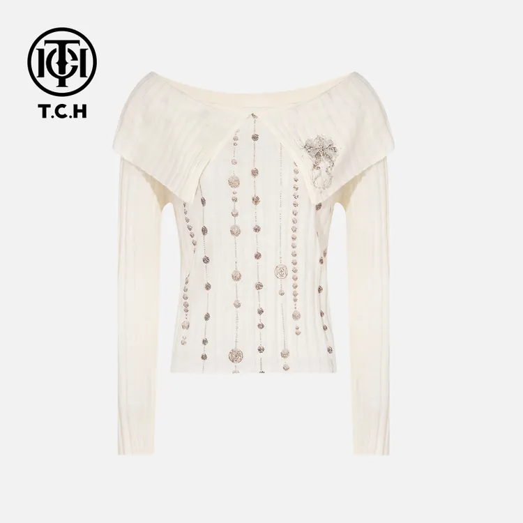 TCH私服烫钻工艺新时尚淑女百搭新潮流针织衫T75C09E1103轻奢tch