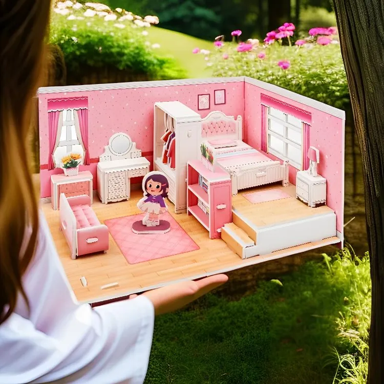 纯色大号男孩女孩玩具3D立体拼图DIY益智拼插房子模型早教玩具