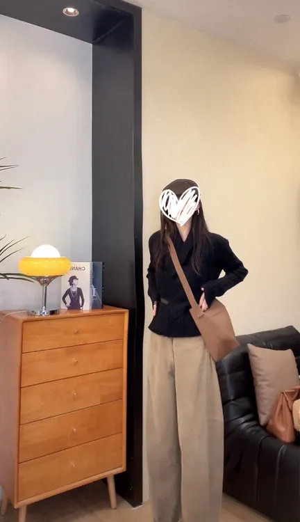 秋冬气质斜边设计款毛针织衫外套高腰显瘦简约休闲弯刀裤两件套