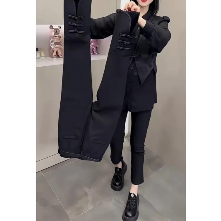 小个子高腰弹力直筒西装裤女2025年春季新款大码弹力休闲烟管裤