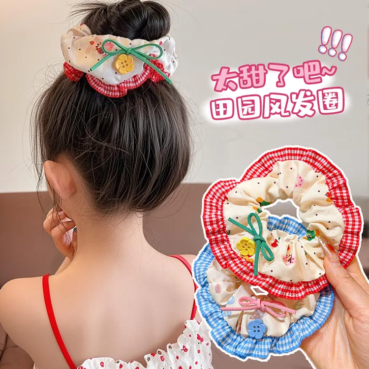 【田园风】韩系甜美大肠发圈女童发饰森系头花女儿童丸子头发绳女孩