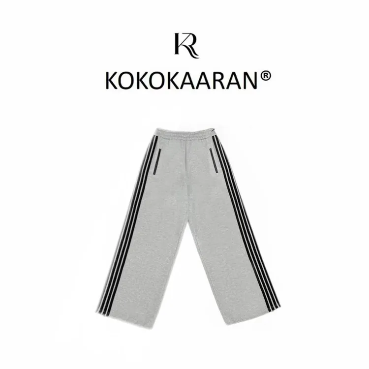 kokokaaran/可可咔伦“珊瑚绒校服裤”侧边条纹柔软休闲裤 SH250723