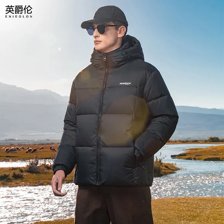 极寒222G高充绒白鸭绒羽绒服男冬季保暖连帽拼色面包服外套YR765