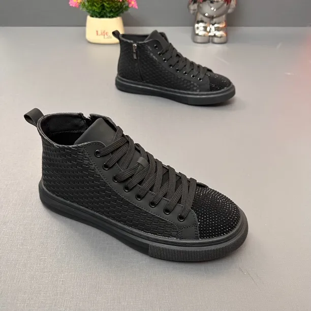 纯色运动休闲鞋潮流风高帮休闲鞋春秋商务朋克风冬季