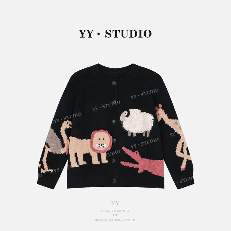 【YANYAN】动物绣花针织衫开衫女秋季新款修身显瘦长袖毛衣开衫8714