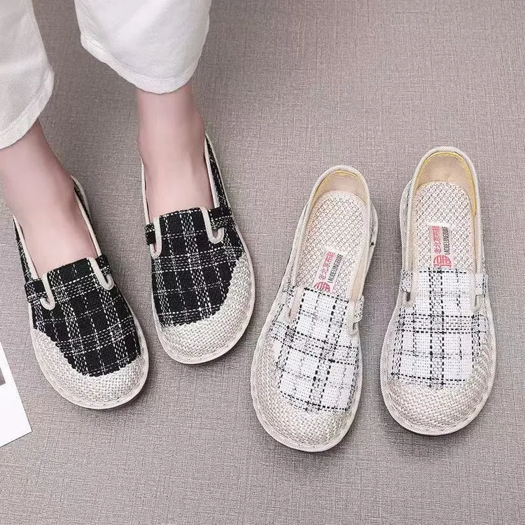 春秋新款老北京布鞋休闲软底透气舒适单鞋浅口休闲百搭圆头一脚蹬