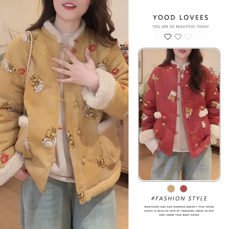 别致吸睛花朵盘扣加厚棉服女2025秋冬季新款时尚百搭漂亮保暖外套