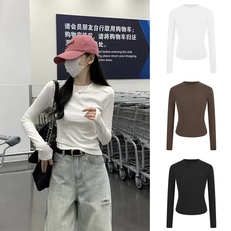 Moses Queen/魔西女王白色半高领加绒保暖打底衫修身显瘦秋冬上衣