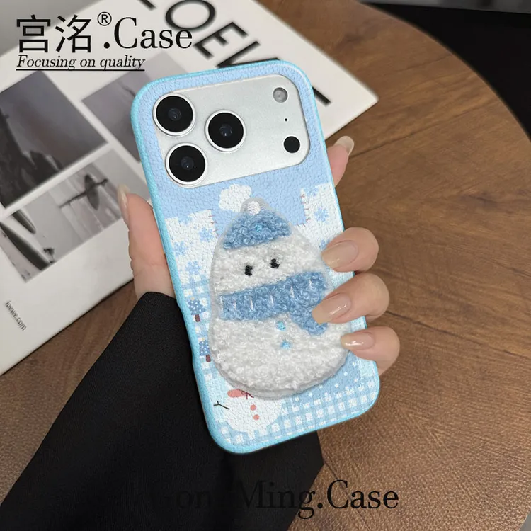 布格雪人小屋荔枝皮纹TPU壳适用于iPhone苹果17手机壳华为oppo小
