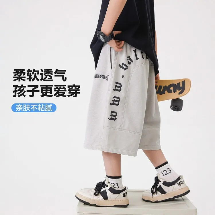 青少年儿童薄款短裤新款工装潮裤子运动宽松2025五分直筒夏季男