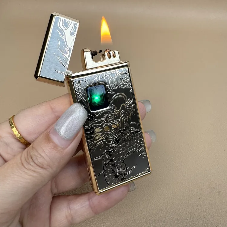 油电混合打火机高档触摸点火感应点火创意原装双面窄机男士专用