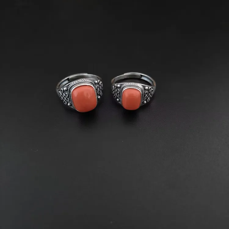 足银戒指 蒙古元素纯银情侣对戒一对大小可调民族风精致时尚礼物