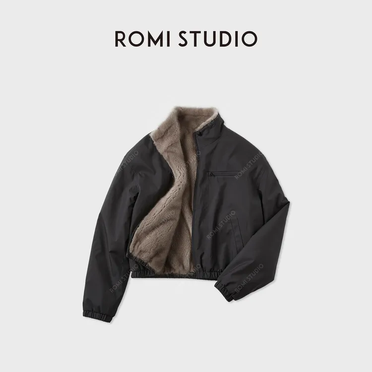 ROMI STUDIO进口银兰水貂 挺括光泽两面穿皮草短外套RWCWWG5531