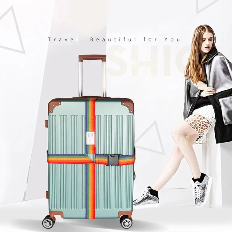 行李箱捆绑带旅行箱一字十字行李带无密码锁打包带行李箱行李带