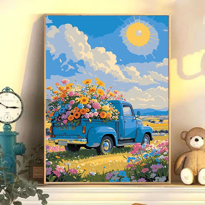 新款DIY数字油画油彩画填充手工绘画解压装饰画数字油画厚涂成品