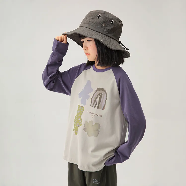 NNGZ会呼吸的全棉t恤秋季玩偶印花儿童长袖纯棉打底衫B25CT0076H