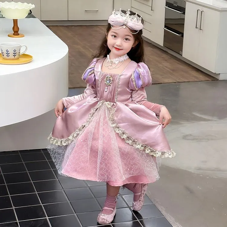 女童连衣裙春季洛丽塔美人鱼生日礼服裙小女孩春款长袖洋气公主裙
