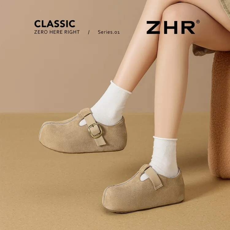 ZHR/则则花生吐司勃肯鞋2025秋新款内增高包头懒人一脚蹬穆勒女拖