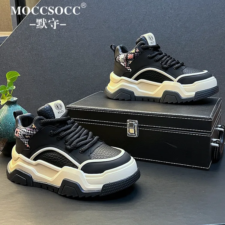 MOCCSOCC板鞋男款厚底增高鞋子秋冬季新款男鞋韩版潮流时尚休闲鞋