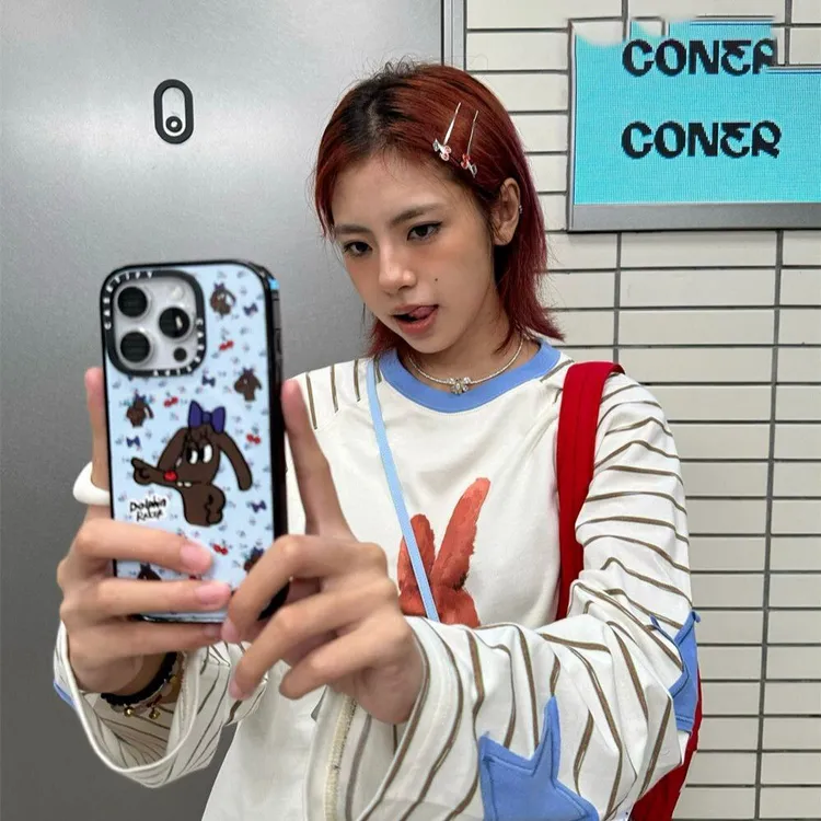 樱桃牙妹适用苹果16promax手机壳镜面iPhone15/14/13/12卡通11pro