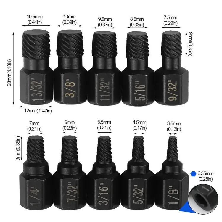 内六角断丝取出器10件套C4206-6汽修套筒套装工具