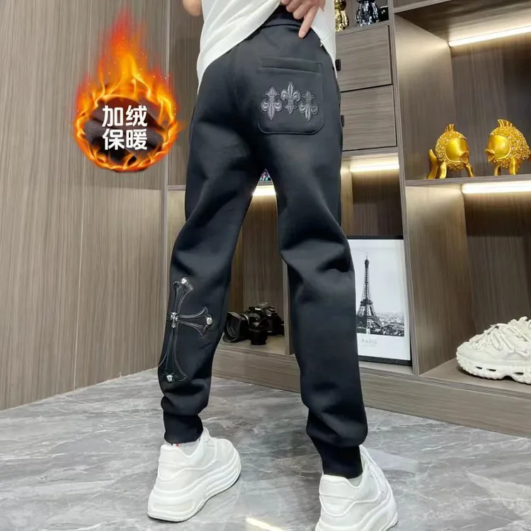 长裤冬季针织冬季保暖束脚卫裤加绒绒裤男士加厚裤子男款潮牌男裤