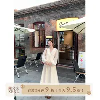 陳文文xenl【罗娜庄园】秋季新款法式重工v领优雅蕾丝连衣裙0017