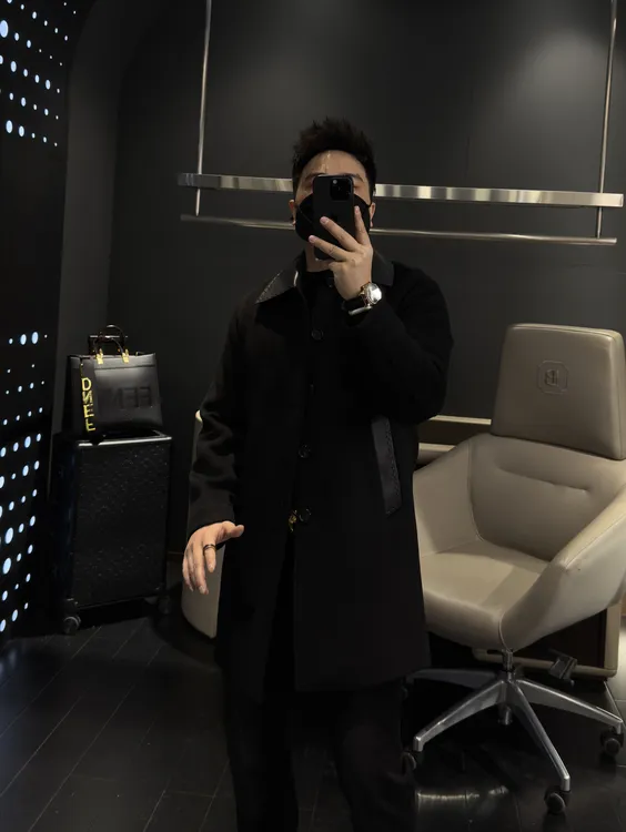 【马哥严选】男士2025秋冬新款纯色潮流休闲百搭山羊皮80羊毛大衣