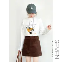 涂鸦边牧⑦七七146小个子设计感小狗印花长袖T恤女秋季新款小美说