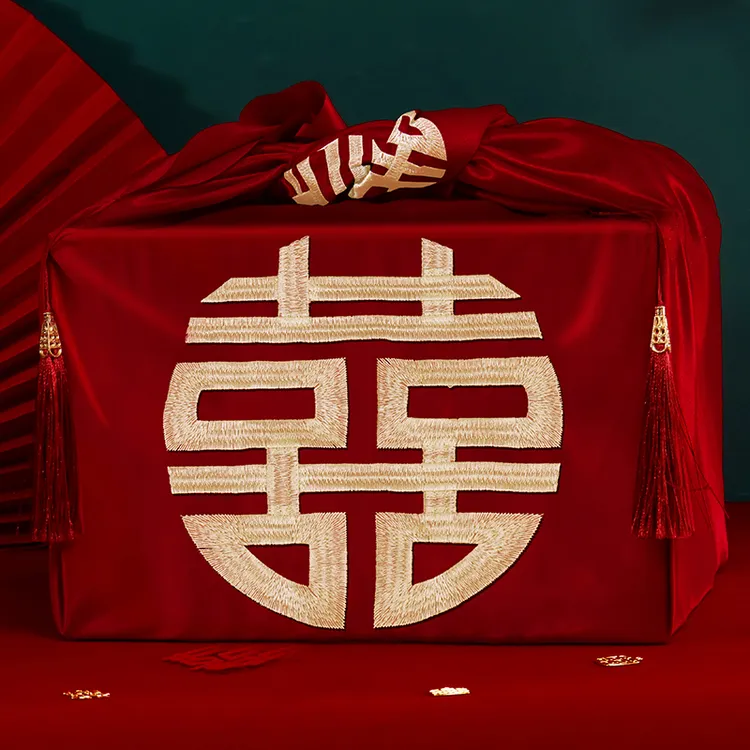 结婚包袱皮刺绣大号红包袱新娘陪嫁喜盆包裹布包袱布婚庆用品大全