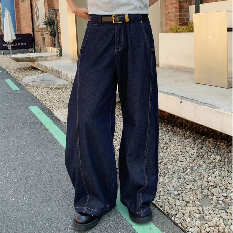 【ONEARTS牛仔裤】春夏薄新款拼接分割时尚弯刀裤垂感休闲牛仔裤