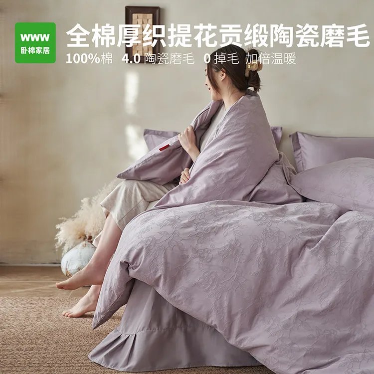 【清货】全棉陶瓷磨毛提花简约高级感主卧秋冬保暖四件套A0085暖栖