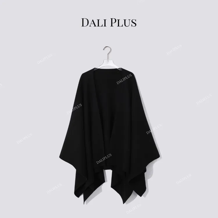DALI PLUS“重磅1280g18针高密绵羊毛针织披肩”优雅外搭-D5LT2284
