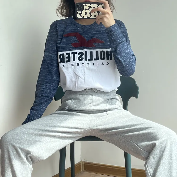 Hollister小海鸥纯棉长袖T恤秋季男圆领显瘦百搭上衣服潮牌经典款