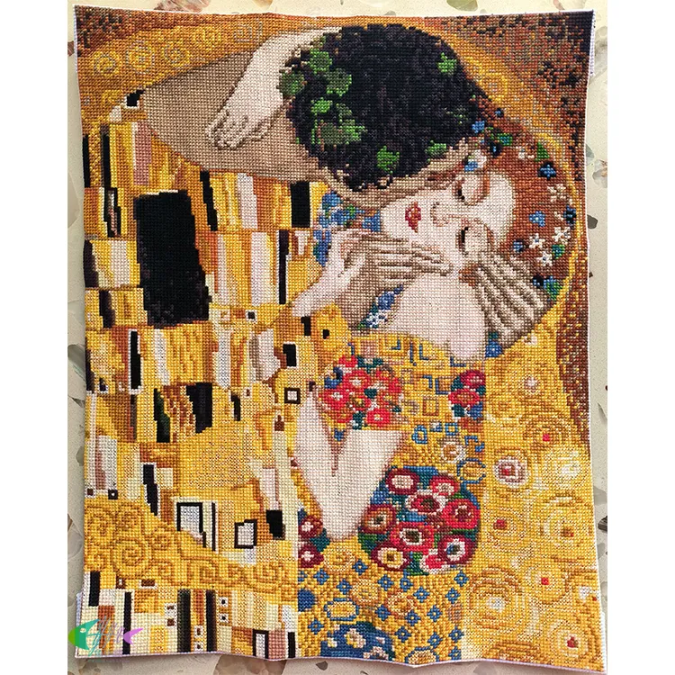 纯棉线精准印花十字绣世界大师经典名画欧式人物油画克里姆特《吻》