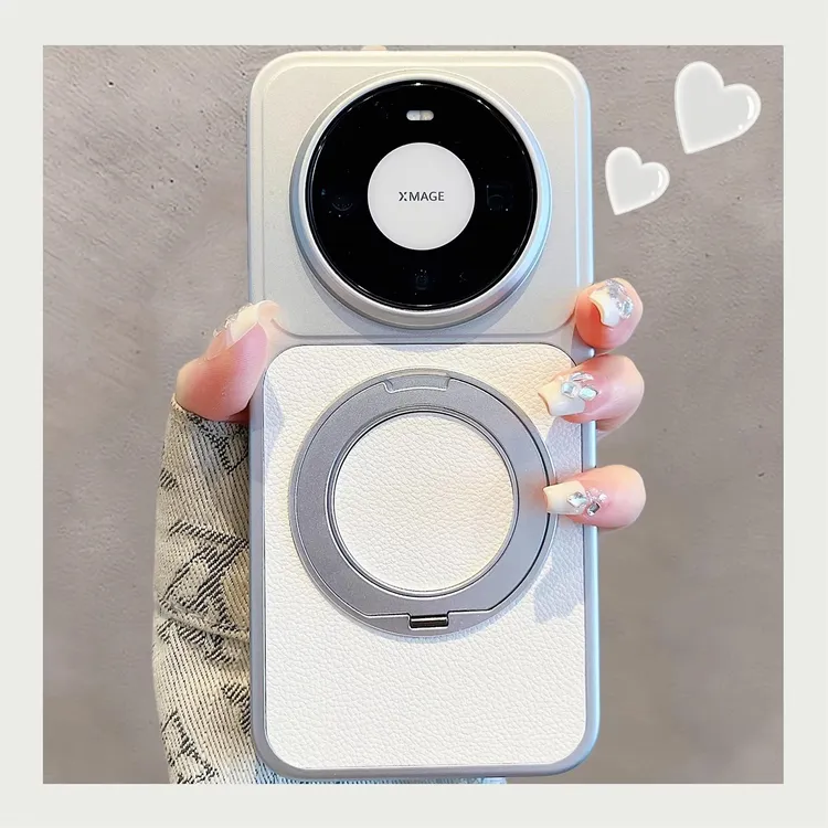 适用华为mate80promax手机壳旋转磁吸支架mate70pro皮质防摔保护