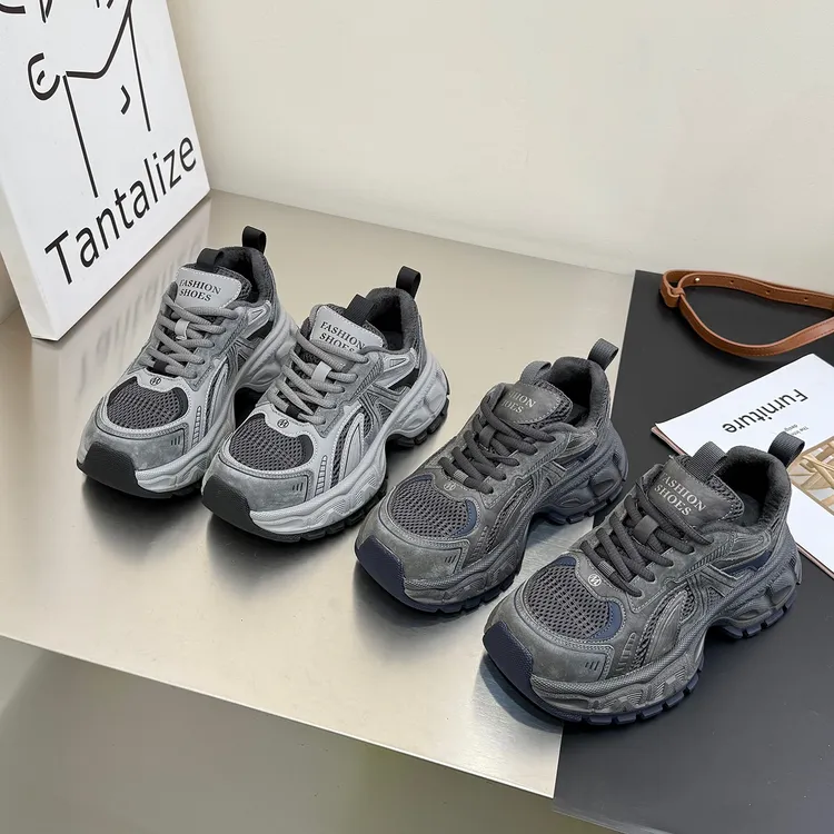 显脚小版~复古时尚厚底老爹鞋女2025秋冬新款增高轻便休闲运动鞋