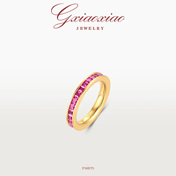 G XIAOXIAO 镀K金 法式气质时尚高级感无边镶排戒戒指 F16D75