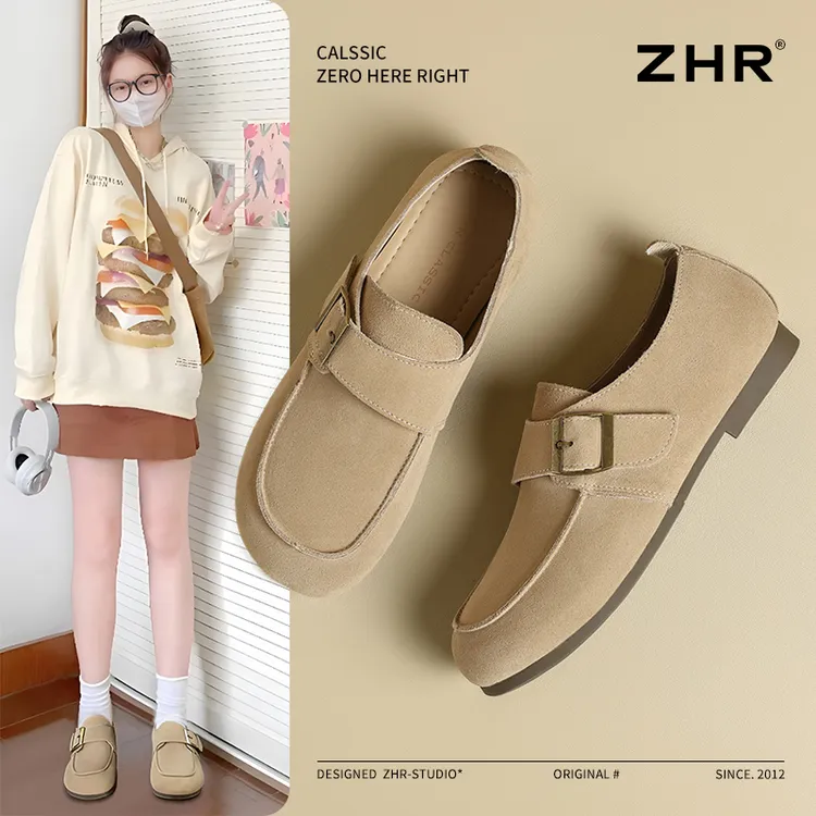 ZHR全包勃肯鞋秋季新款玛丽珍复古百搭一脚蹬袋鼠鞋软底平底单鞋