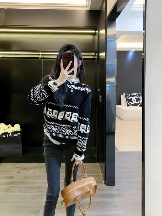 网红长袖时尚显瘦毛衣女秋冬季新款慵懒风宽松短款小个子针织衫潮