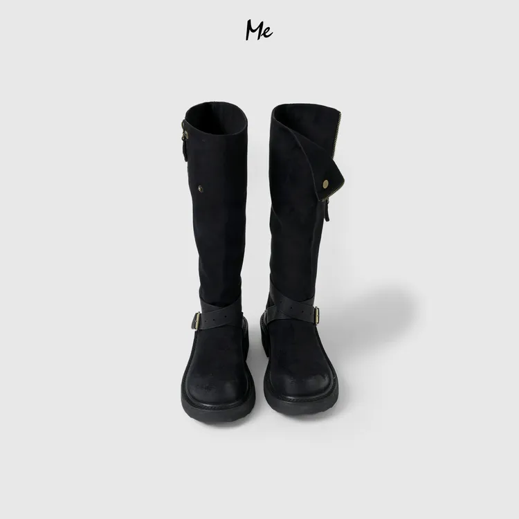 ME【磨砂皮带扣高筒马丁靴】磨砂绒面厚底增高时尚百搭鞋子MESA2340