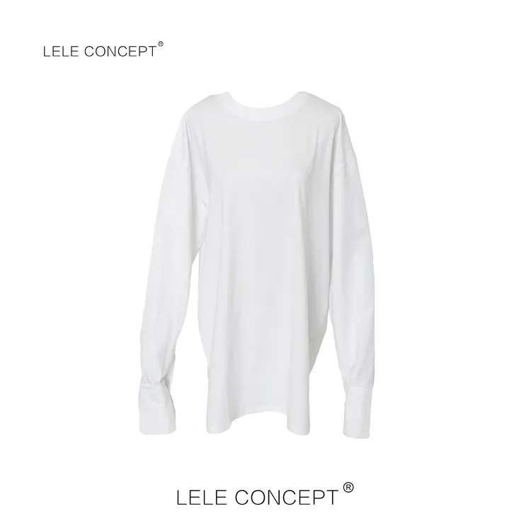 LELE CONCEPT丨「丽」【化繁为简】袖扣纯色基础版打底T恤 TX007