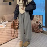 【晓溪服饰】冬款加厚加绒抽绳下收口束脚裤宽松休闲卫裤6669