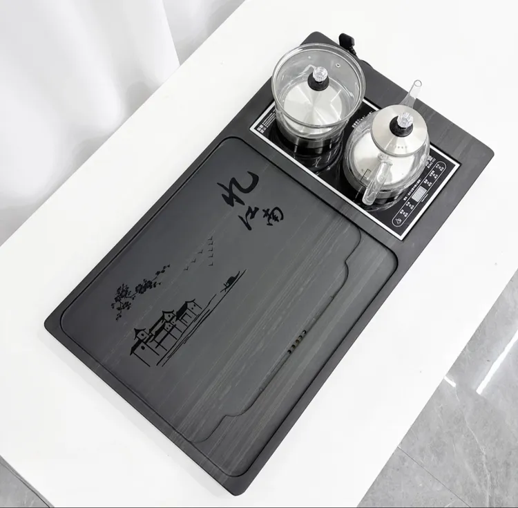 纯天然石全自动上水茶台烧水壶一体电磁炉大号乌金石石茶盘